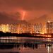 Orage de mousson sur des barres d